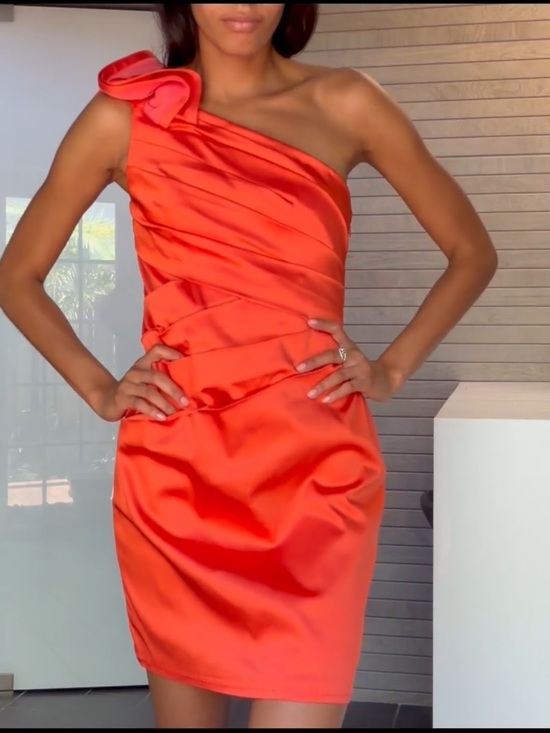 Phoebe Couture Dresses & Skirts - One-Shoulder Orange Cocktail Dress